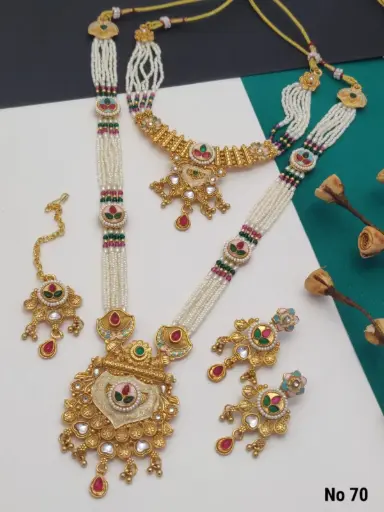 Royal Rajasthani Pearl & Kundan Necklace Set A10